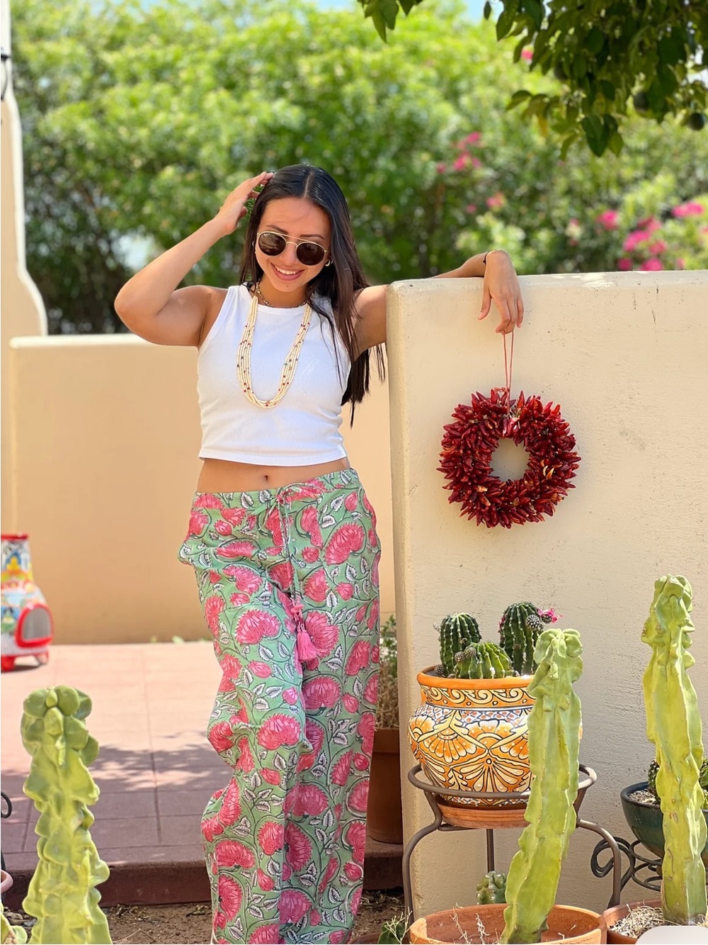Pax Philomena Francis Floral 100% Cotton Lounge Pants (M)